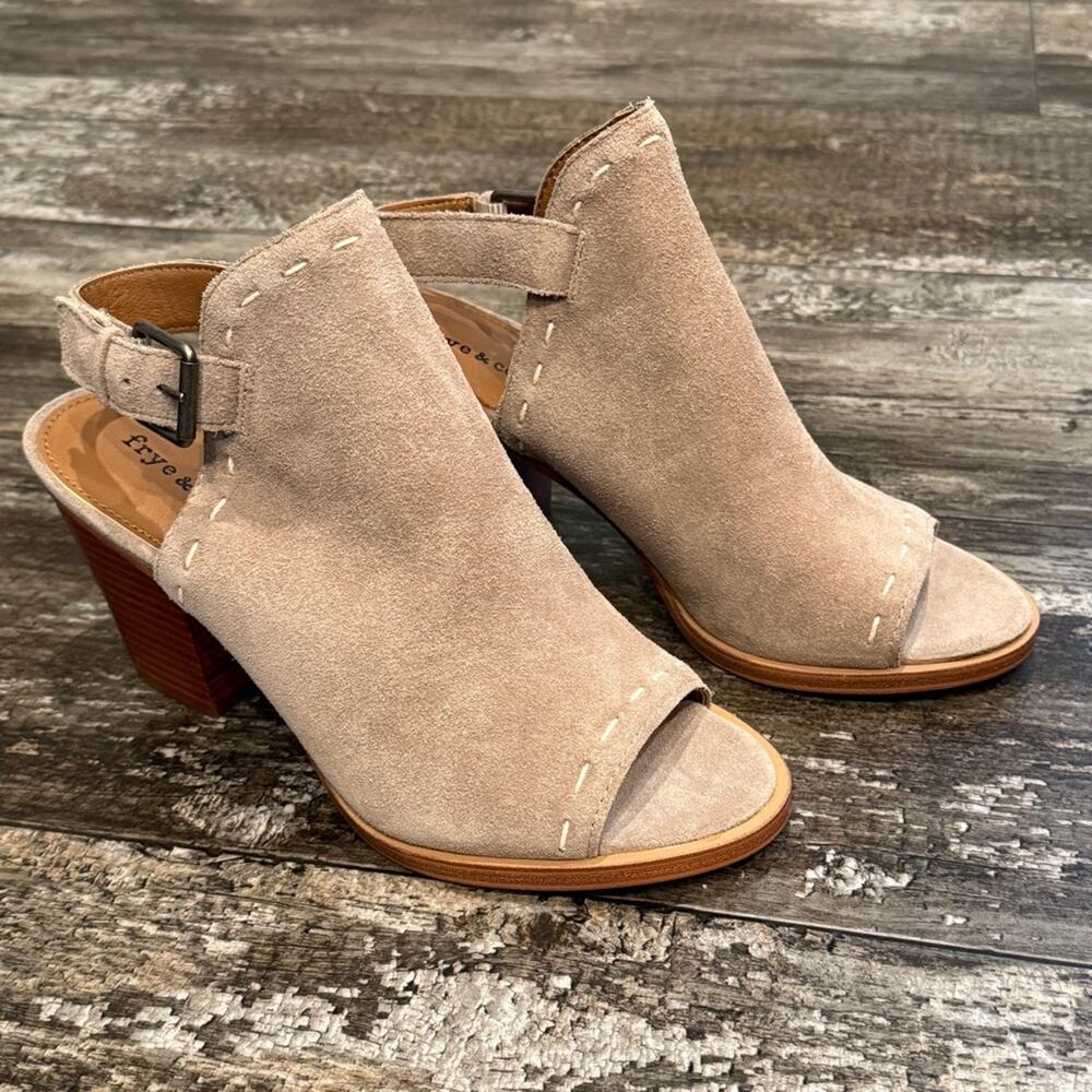 Frye Sandals Womens Size 9 Donna‎ Slingback Block Heel Ash Suede Leather NIB - Picture 12 of 16